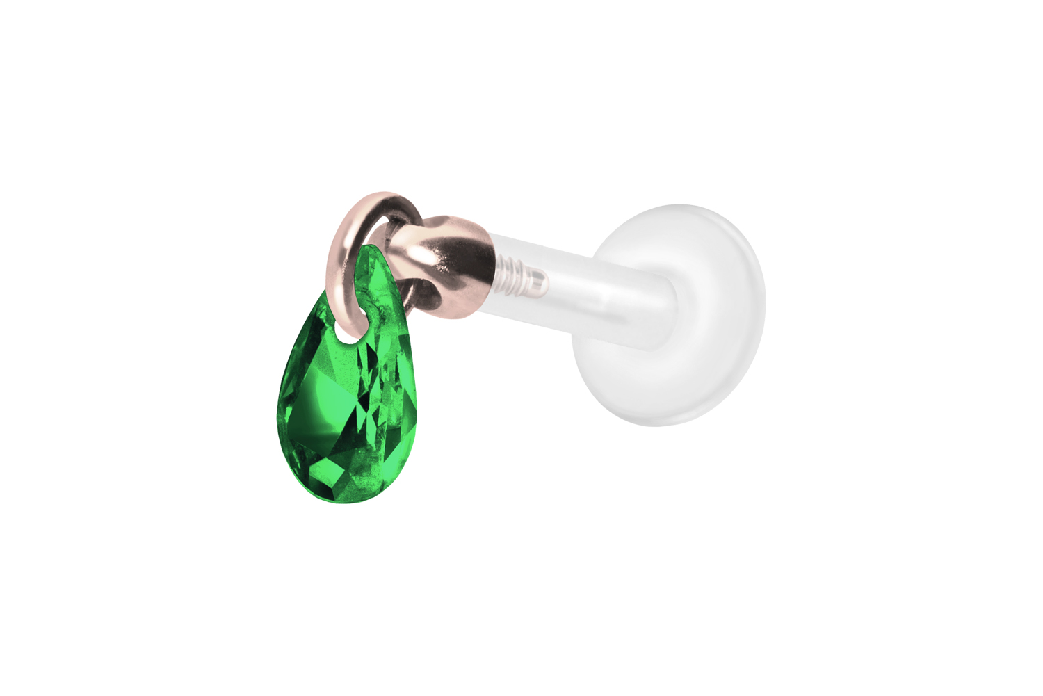 PTFE Labret Piercing mit Innengewinde + Titan-Aufsatz KRISTALLTROPFEN